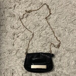 Jimmy Choo Black Sparkle Mini Crossbody Bag with Gold Chain